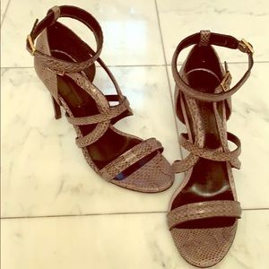 Hugo Boss Runway Leather Snakeskin Print Sandal